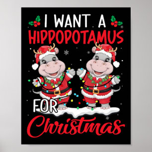 Poster Je Veux Un Hippopotame Pour Noël Hippo De Noël Pou