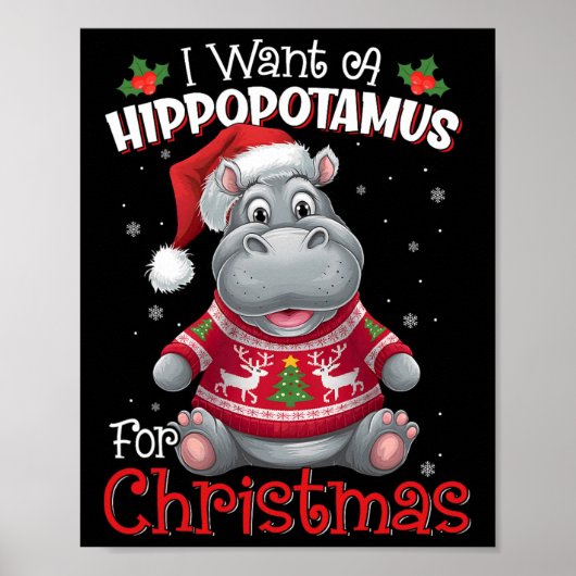 Poster Je Veux Un Hippopotame Pour Noël Hippo De Noël Pou (Devant)