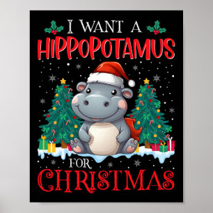 Poster Je Veux Un Hippopotame Pour Noël Joyeux Hippo