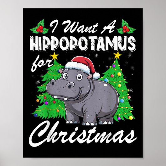 Poster Je Veux Un Hiptamus Pour Noël Fille Hip Kids (Devant)