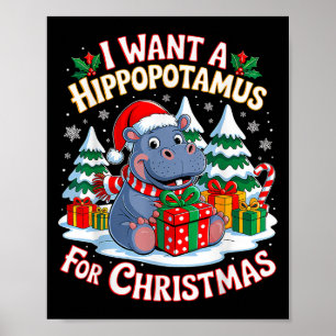 Poster Je Veux Un Hiptamus Pour Noël Xmas Hip Pour Kid W