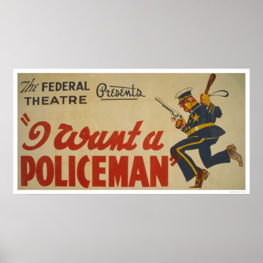 Poster Je veux un policier WPA 1936 (Devant)