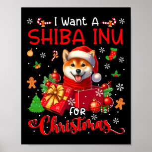 Poster Je Veux Un Shiba Inu Pour Le Propriétaire De Noël 