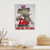 Poster Je Veux Vous - Pensez Red Vote Droite (Cuisine)