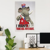 Poster Je Veux Vous - Pensez Red Vote Droite (Bureau à domicile)