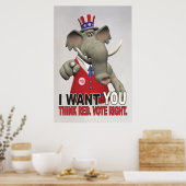 Poster Je Veux Vous - Pensez Red Vote Droite (Cuisine)