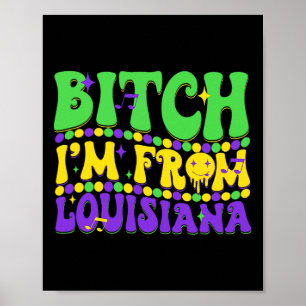Poster Je viens de Louisiana Mardi Gras Fleur De Lis Fat 