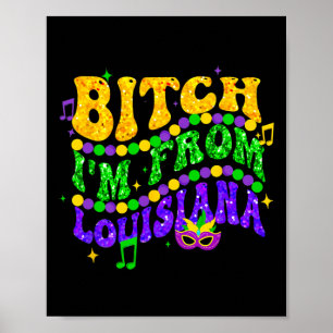 Poster Je viens de Louisiana Mardi Gras Fleur De Lis Fat 
