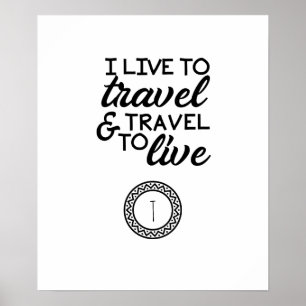 Poster Je vis pour voyager et voyager  Monogram