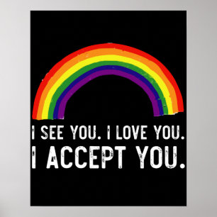 Poster Je vois je t'aime je t'accepte Gay Pride LGBT T-Sh