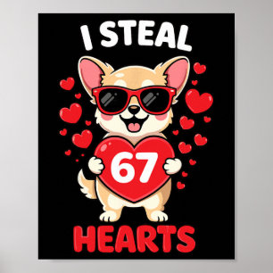 Poster Je vole 67 cœurs drôle de design de la Saint-Valen