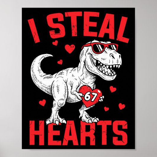 Poster Je vole 67 cœurs drôle six sept Saint-Valentin Din (Devant)
