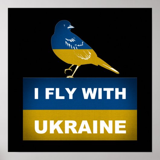 Poster Je vole avec l'Ukraine, oiseau Nightingale Nationa (Devant)