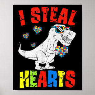 Poster Je vole Coeurs Dinosaure Sensibilisation sur l'aut