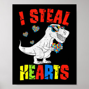 Poster Je vole Coeurs Dinosaure Sensibilisation sur l'aut