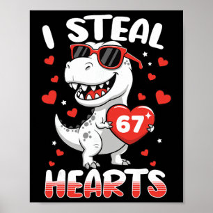 Poster Je vole des cœurs 67 Mème Drôle de dinosaure Saint