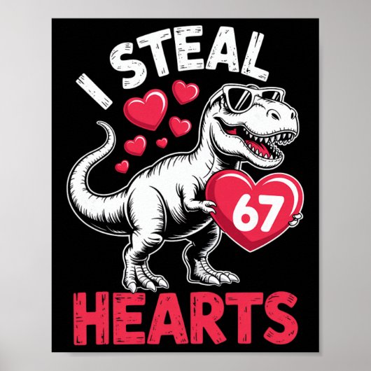Poster Je vole des cœurs 67 Saint-Valentin 67 Meme 6 7 T- (Devant)