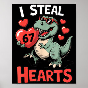 Poster Je vole des cœurs 67 Saint-Valentin 67 Meme 6 7 T-