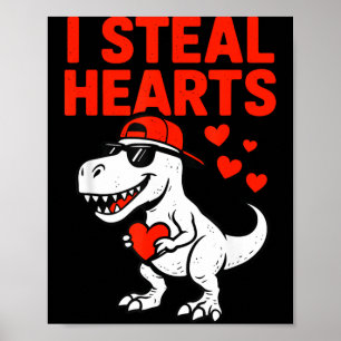 Poster Je vole des coeurs Trex Dino Bébé Garçon Saint-Val