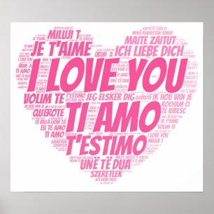 Poster Je vous aime les langues dans le monde
