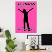Poster Je Vous Louerai - Psaume 139:14 Silhouette Rose (Bureau à domicile)