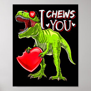 Poster Je vous mâche la Saint-Valentin T Rex Dinosaure Ch