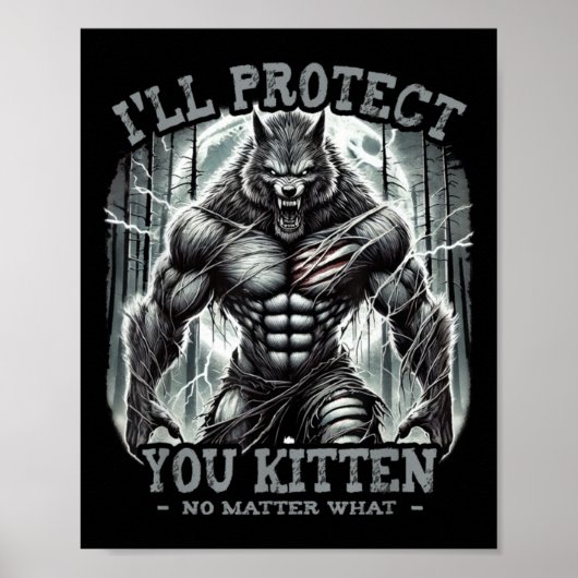 Poster Je vous protégerai Kitten Alpha Wolf Funny Graphic (Devant)