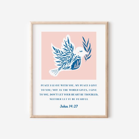 Poster Jean 14:27 Bible Verse Art chrétien