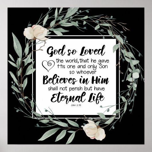 Poster Jean 3:16 Dieu a tellement aimé la Bible Verse du (Devant)