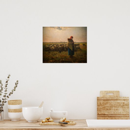 Poster Jean-Francois Millet - Berger et troupeau 1863 (Cuisine)