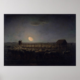Poster Jean-Francois Millet - Bergerie, Clair de Lune 186