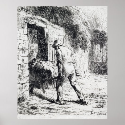 Poster Jean-François Millet Homme à la broche (Devant)
