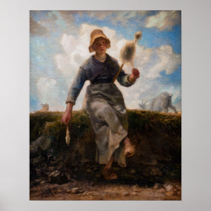 Poster Jean-Francois Millet - La Fileuse