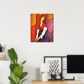 Poster Jeanne Hebuterne dans un châle rouge par Modiglian (Bureau à domicile)