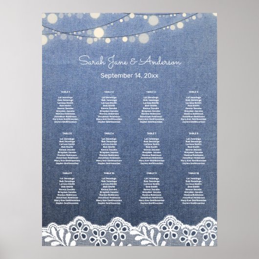 Poster Jeans, dentelle, String Lights Mariage Sein Chart (Devant)