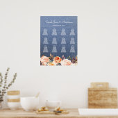 Poster Jeans Éclairage, Blush & Peach Floral Seins Chart (Cuisine)