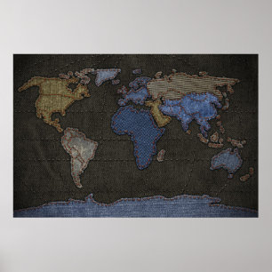 Poster Jeans World Map (Pas de étiquettes)