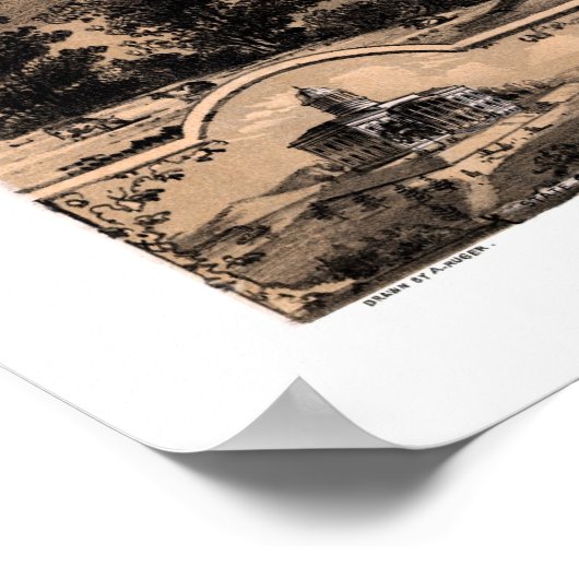 Poster Jefferson City, MO Carte panoramique - 1869 (Coin)