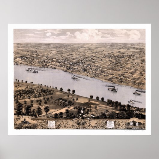 Poster Jefferson City, MO Carte panoramique - 1869 (Devant)