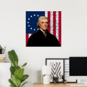Poster Jefferson et le drapeau américain — Frontière (Bureau à domicile)