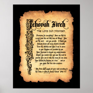 Poster Jéhovah Jireh, Seigneur notre Fournisseur : Noms d