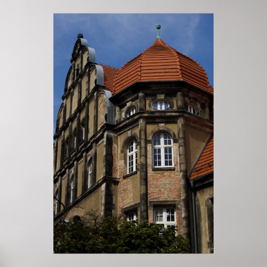 Poster Jelenia Góra Architecture Print - Red Roof Turret (Devant)