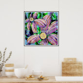 Poster "Jelly Bean Petals" Abstrait Floral Black encadré (Cuisine)