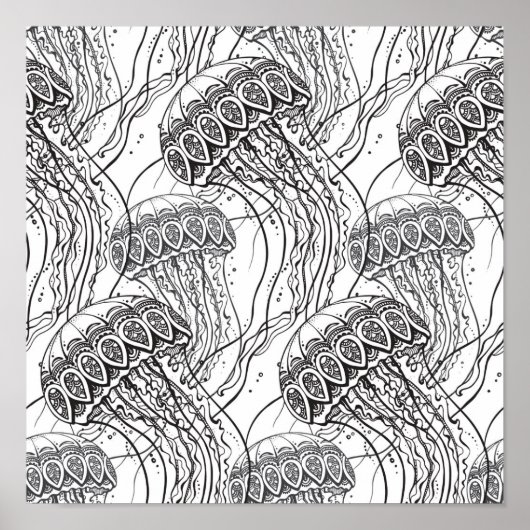 Poster Jelly Fish Doodle 2 (Devant)