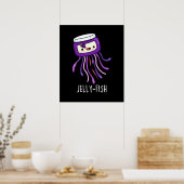 Poster Jelly-fish Drôle Jelly Jar Pun Dark BG (Cuisine)