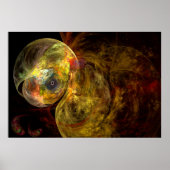 Poster Jellyfish jaune sur l'art fractal de la chasse (Devant)
