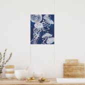 Poster Jellyfish sur Arrière - plan de la Marine (Cuisine)