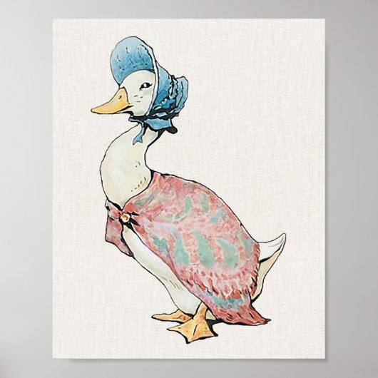 Poster Jemima Puddle Duck Fond de Lin Beige  (Devant)
