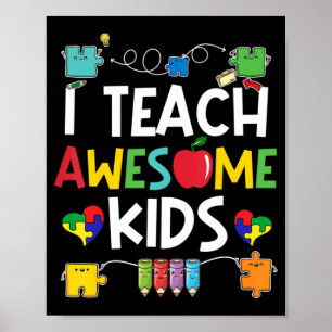 Poster J'enseigne Awesome Kids chemise puzzle Sensibilisa