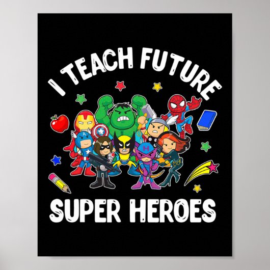 Poster J'Enseigne Futur Super Héros Tee Cadeau Enseigneme (Devant)